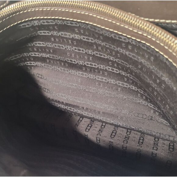 Celine Dark Brown Leather Satchel with Gold Accents - Picture 9 of 10